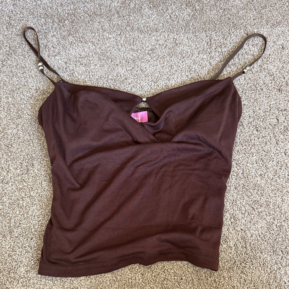 Edikted Brown Spaghetti Strap Cami Top